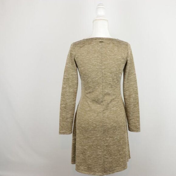 Prana Nadia Women's Small Tan Space Dye V-Neck Faux Wrap Long Sleeve Dress - Picture 4 of 8